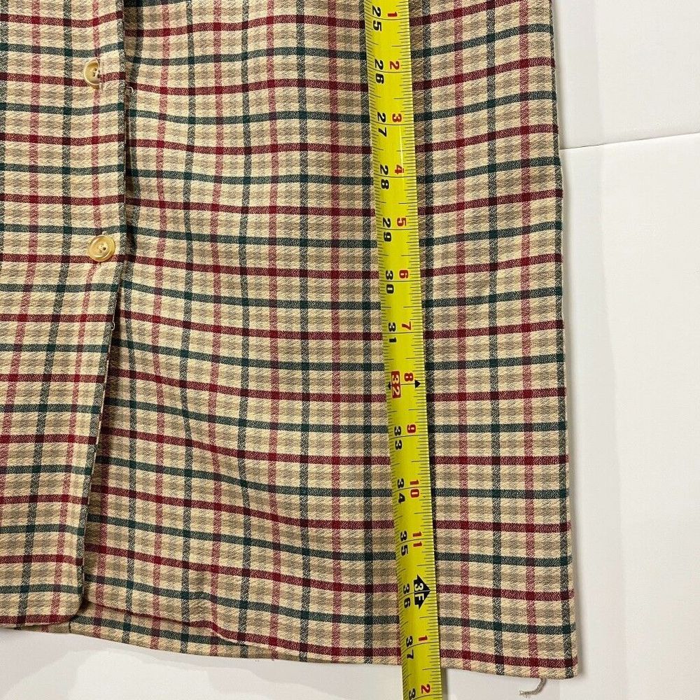 Vintage Plaid Vest Dress Button Down Tan Neutral Academia Preppy Sz Small - Picture 8 of 9